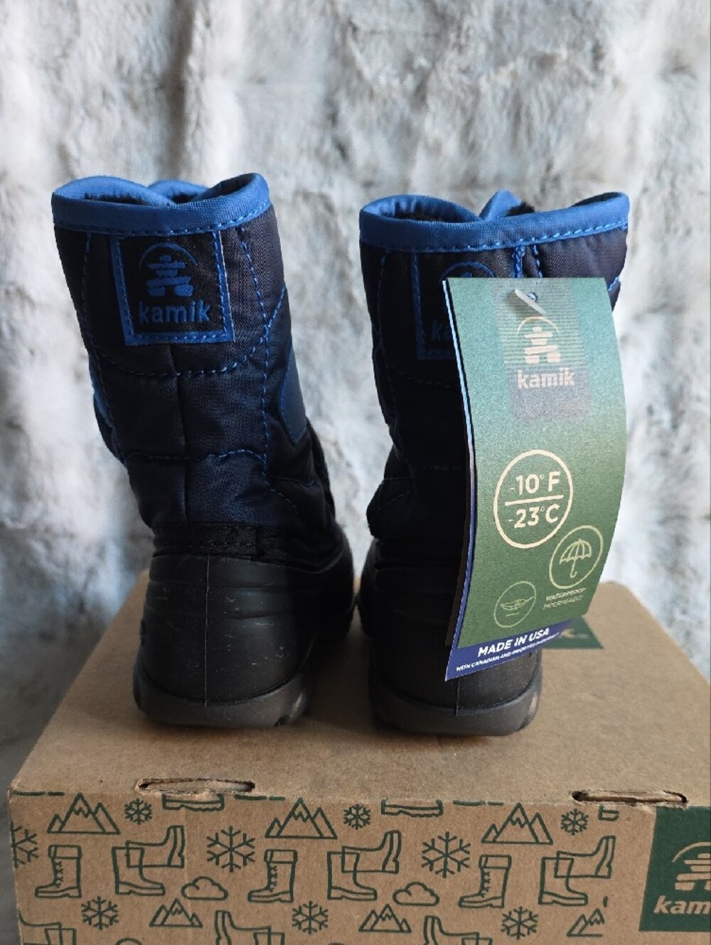 Kamik Kids Navy and Bright Blue Waterproof Snow Boots - Picture 2 of 5